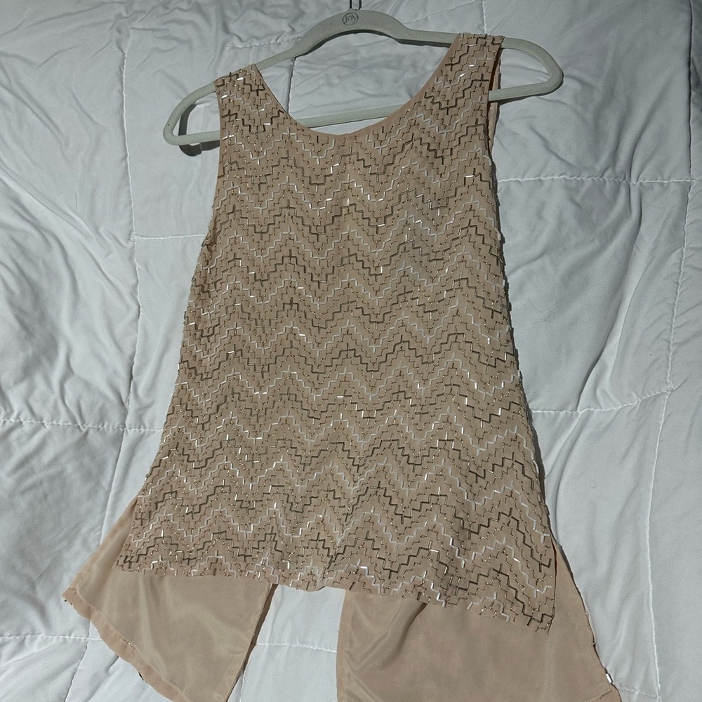 Elegant Beige Sleeveless Dress